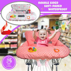 Shopping Cart Cover for Baby Grocery Cart Cover for Baby boy and Baby Girl, High Chair Cover for Baby and Toddler, Baby Registry Gift - Waterproof - Extra Large - Cotton - Double Sided (Coral Pink)