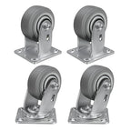 4'' × 2'' Caster Wheels, Heavy Duty Industrial Casters Set of 4 Rubber Wheels, Load 2400lbs Capacity, Swivel Caster for Cart Dolly Toolbox (2 Swivel & 2 Rigid)