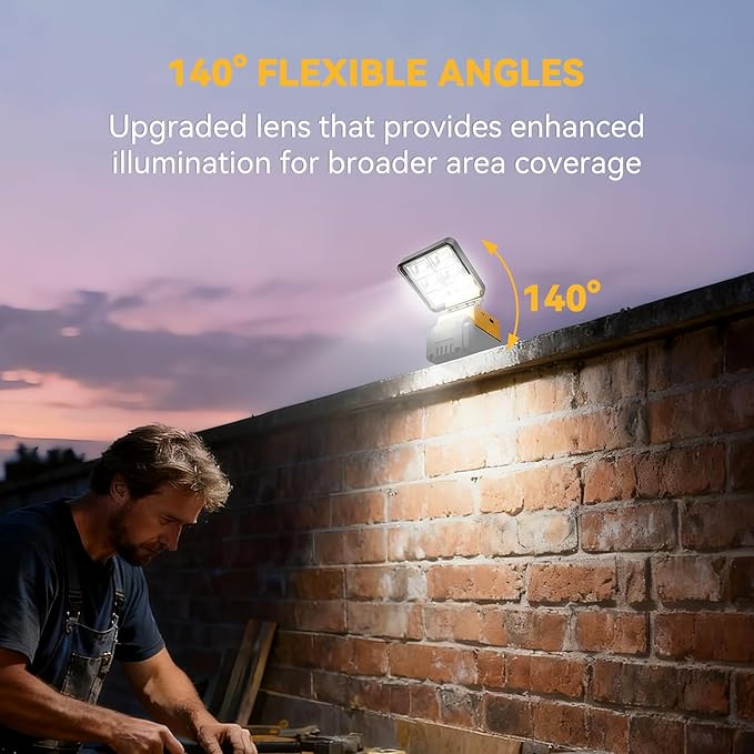 T-SUN Rechargeable LED Work Light, Portable Work Light Compatible with Dewalt 20V Battery, Cordless Flashlight Flood Light 52W 5200LM with USB &Type C Charger Port for Workshop, Garage Repair (1 Pack)