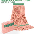 Matthew Cleaning Heavy Duty Mop Head Commercial Replacement for General and Floor Cleaning, Wet Industrial Blue Cotton Looped End String Head Refill (Case of 24) Orange