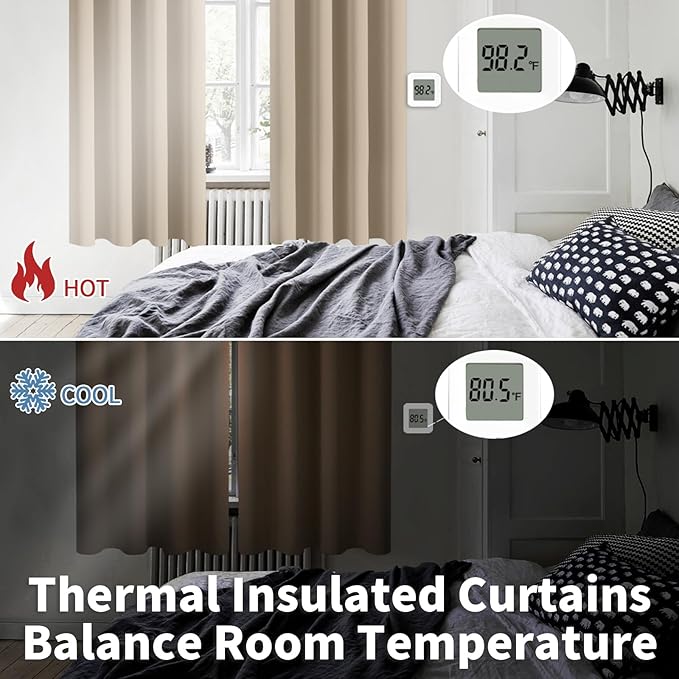 BGment Blackout Curtains - Grommet Thermal Insulated Room Darkening Bedroom and Living Room Curtains, Set of 2 Panels (46 x 72 Inch, Sand)