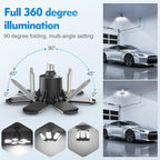 TANBABY 250W LED Garage Lights 2 Pack, Total 30000LM Deformable Best Ceiling Light with 7+1 Panels, E26/E27 Screw in Bulbs for Basement, Attic