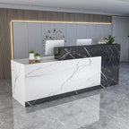 Reception Counter Desk With Lockable Drawers, Modern Retail Front Desk, Wooden Computer Table for Checkout Office, Beauty Salon, Lobby, Home Office