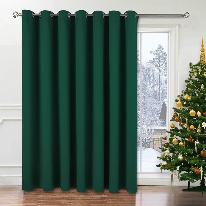 BGment Room Divider Curtain 96 Inch Length for Sliding Glass Door, Wide Room Darkening Curtain for Living Room, Christmas Blackout Thermal Doorways Curtain for Bedroom, Emerald, 1 Panel, 100 W X 96 L