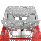 Love&go Soft Pillow Attached 2-in-1 Shopping Cart and High Chair Cover for Baby, Cotton Padded Cart Cover, Fold'n Roll Style, Portable with Carry Bag (Gray Seaworld)