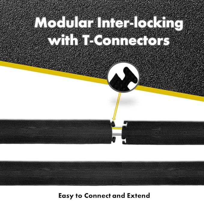 Kable Kontrol Drop Over Floor Cord Cover – 60” Inch Long 1 Channel Cable or Wire Protector – 10 Pcs Bulk Pack - Rubber Ramp for Indoor and Outdoor Use – Yellow