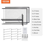 VEVOR 2 x 5.6 in Grid Wall Panels, 2 Packs Wire Gridwall Display Racks Tower with T-Base, Floorstanding Double Side Gridwall Panels, Retail Display with Extra Clips and Hooks for Art Craft Shows