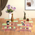 Iridescent Acrylic Display Risers, 8pcs Rainbow Display Stand Rectangular Stands Showcase Transparent Display Shelf for Dessert Cupcake Collectibles Figures Jewelry Perfume Christmas Decor