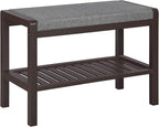 SONGMICS Shoe Rack Bench with Cushion Upholstered Padded Seat, Storage Shelf, Shoe Organizer, Holds Up to 350 lb, Ideal for Entryway Bedroom Living Room Hallway Garage Mud Room Gray and Brown ULBS65C