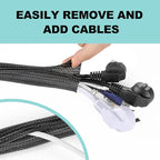 AGPTEK Cable Sleeve Cover, 20ft - 1 inch Desk Cord Organizer Cable Hider, Home Office Wire Management Computer TV Wire Loom Tubing, Pet Proof Cord Protector, from Cat Dog Chewing, Black