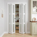 Bifold Doors for 56" x 80" Opening, 3-lite Tempered Frosted Glass Closet Folding Doors with Hardware kit Included, Easy Assembly, White