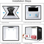 Photo Studio Light Box, PULUZ Mini Folding Lightbox LED Ring Light Portable Photo Box Shooting Tent Box Kit 12 Colors Backdrops USB Light Box Photography for Small Items Product Photography 10"x10"