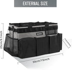 Wearable Cleaning Caddy Bag, Cleaning Caddy Supplies Organizer with Handle & Shoulder Straps for Housekeepers, Under Sink & Car Cleaning Tool Organizers with 4 Foldable Divider (Grey)