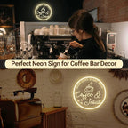 Coffee Bar Neon Sign, Warm White LED Coffee Light for Cafe Shop, Station Home Kitchen Bar Cart Event Area Party Gift for Lover Friends Family - Warm White