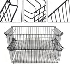 Set of 2 Stackable XXL Wire Baskets For Pantry Storage and Organization -16x12in Large Metal Food Baskets -Vegetable,Fruit,Potato,Onio, Pantry Storage Bins With Handles (Black, XXL)