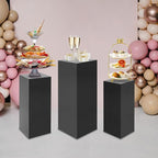 Eapmic Pedestal Stands for Party, Cake Pedestal Stand, Dessert Table Display Plinth Pillars, Sculpture Display Column Decoration Cube for Wedding Birthday (Black, Square-3Pcs(31.49"+25.59"+23.62"))