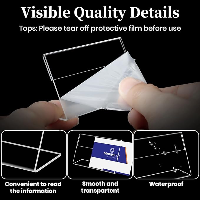 30 PCS Small Acrylic Sign Holder 2.36" X 1.57", Mini Acrylic Food Sign Labels for Party Buffet, Retail Price Display, Clear Plastic Table Counter Top Stand for Place Cards, Name Card, Wedding Signs