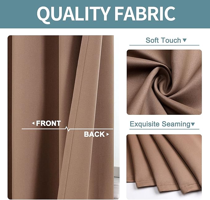ChrisDowa Grommet Blackout Curtains for Bedroom - Thermal Insulated Room Darkening Curtains for Living Room (1 Panel Set, Cappuccino, 52W x 63L)