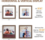 Natural Walnut 12x12 Picture Frames Mat to 8x8 Picture Display Set of 3,Original Wood Handcrafted 12x12 Poster Frame with Tempered Glass Graduation Family Wedding Certificate Photo Wall Mounted