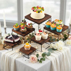 Weysat Set of 6 Dessert Table Display 4.7-8.6" Wood Risers Display Stands, Buffet Risers Food Stands for Party Catering Supplies Buffet Wood Cake Stand Set