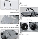 4-Pack Large Wheeled Shopping Basket with Carry Handle, 50 L Plastic Grocery Shopping Basket Gray