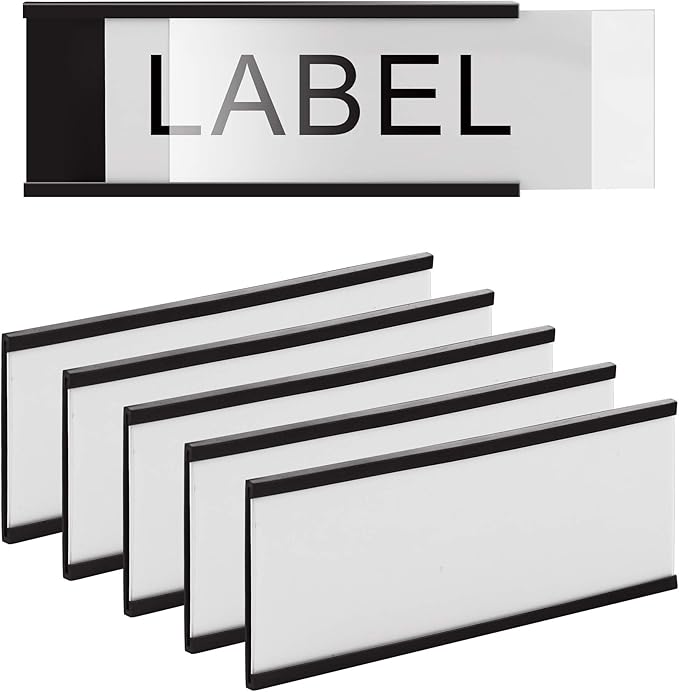 LLPT Magnetic Label Holder 4” x 1.6” 50 Packs C Channel 300g White Paper Cards Protective Film Strong Removable for Shelf White Board Toolbox Metal Wall Cabinet Drawer(MH4150)