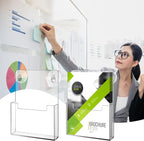 Thyle 2 Pcs Acrylic Brochure Holder with Suction Cups Wall Mount Window 9 x 6 Inch Clear Plastic Pamphlet Organizer Flyer Display Rack for Trifold Page Booklet Sticker Marketing Office Retail Shop