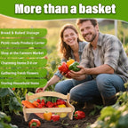 Large Garden Hod Harvest Basket for Vegetable Gardening and Harvest Gathering or Farmhouse Decor,Picnic Basket Garden Supply Gardener Gift Spring(19" L X 9.06" W X 4.33" H)