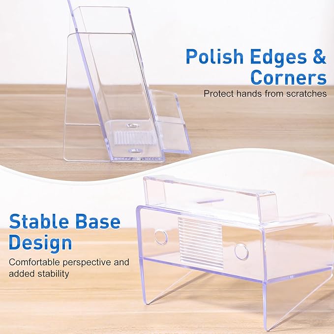 4x9 Acrylic Brochure Holder with Business Card Holder, Clear Display Stand, Plastic Table stand Sign Holder, Pamphlet Holder Flyer Holder, Acrylic Display Stand for Office, Home, Store, 2 Pack