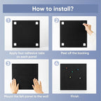 VUSIGN Large Cork Board for Wall 47"x35", 12 Pack Bulletin Board, Felt Wall Tiles with Adhesive Tabs and Push Pins, Push Pin Board for Office, School, Home, Black