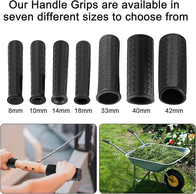 Rubber Handles for Wheelbarrow, 8-42mm Inner Diameter Wheelbarrow Handles Fit Most Wheelbarrows, Wheelbarrow Handle Grips Replacement (114mm x 10mm)