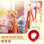 Woanger 6 Pack Velvet Stanchion Rope, 5 Feet Crowd Control Stanchion Ropes Safety Barrier with Gold Plated Hook for Carpet Events Movie Theaters Grand Openings Hotels Party (Red)