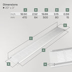 Vent Systems 19.69 x 3.15 Inch (Outer Size) - Pack of 2 - Rectangular Door Vent - White Aluminum Vent Cover, Toe Kick Vent Cover - HVAC for Home, Cabinet Vent - Intake/Exhaust Door Return Air Vent