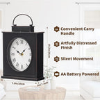 MODE HOME Vintage Mantel Clock with Distressed Finish, Antique Style Battery Operated Metal Decorative Table & Mantel Clock for Living Room Fireplace, Large Decorative Desk & Shelf Clocks for Home