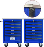 7-Drawer Heavy-Duty Rolling Tool Chest with Wheels & Steel Roof, Lockable Tool Chest Storage Cabinet for Garage, Workshop, Warehouse, and Repair Shop