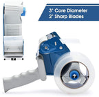 Packing Tape Dispenser Gun (2 Packs) Pacific Mailer 2 Inch Tape Gun Dispenser with 2 Inch Carton Packing Tape, Lightweight Industrial Side Loading Tape Dispenser - Blue
