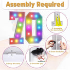 Marquee Numbers Colorful 70th Birthday Decoration: 4FT Large Light Up 70 Year Old Birthday Decorations Anniversary Backdrop Cardboard Sign 18 Colors Number 70 Mosaic Balloon Frame