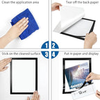 Magnetic Sign Holder, 8.5 x 11 Wall Mount Self Adhesive Document Display Frames, Double Sided Display for Glass Window (Black, 10pack)