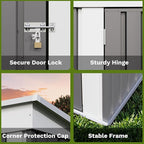 Patiowell 5x3 FT Outdoor Storage Shed, Garden Tool Shed with Sloping Roof and Lockable Door, Metal Shed for Backyard Garden Patio Lawn, Gray