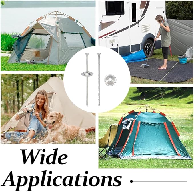 SUPERFINDINGS 20Pcs Outdoor Rv Rug Stakes Stainless Steel Spira Patio Mats Stakes Silver Outdoor Rug Holder Patio Rug Stake for Fixing Rugs Tents Tarps and RVs Mats Rv Camping Accessories