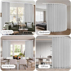 Faux Linen Semi Sheer Divider Curtain with Flexible Track, Extra Wide 1 Panel Light Filtering Privacy Curtain for Patio Sliding Glass Door or Room Divider, Living Room Bedroom, Natural, W72xL96