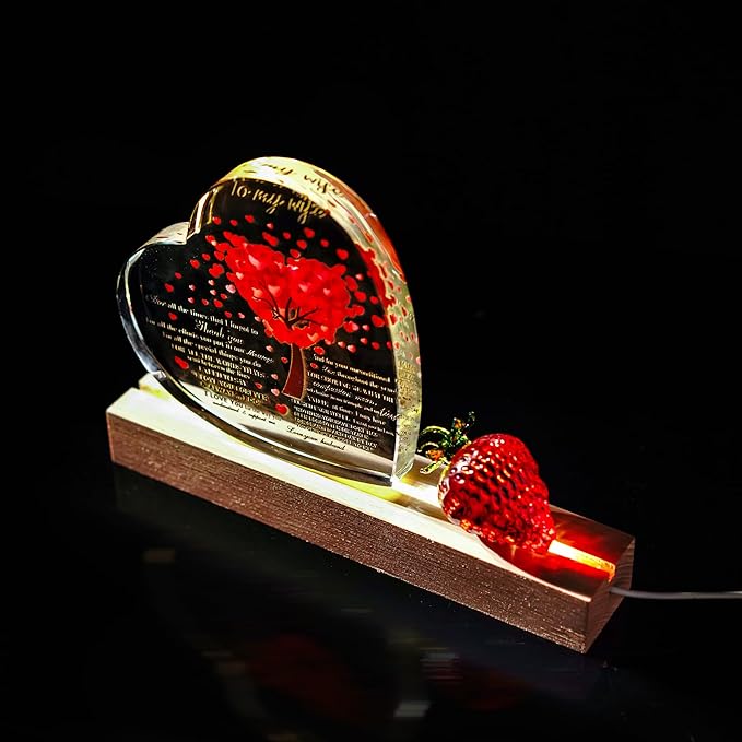 ZEERSHEE 2 Pcs 9.4 Inch Wooden Rectangle LED Light Display Pedestal for Acrylic and Plexiglass Crystal Glass Resin Night LED Light Lamp Base with USB Switch(Warm Light)