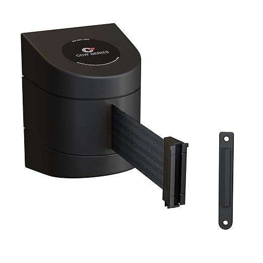 Crowd Control Warehouse - CCW Series WMB-220 Fixed Wall Mount Retractable Belt Barrier - 15 Foot, Black Belt with Black ABS Case, Crowd Control Barriers