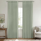 MIULEE Non-See-Through Privacy Linen Curtains 2 Panels, Sage Green Light Filtering Window Curtains 72 Inches Long, Farmhouse Textured Back Tab Semi Sheer Drapes for Bedroom Living Room, Light Green