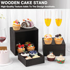 3 Pack Wood Cake Cupcake Stand Buffet Risers, Wooden Display Stand Wood Display Riser, Square Food Display Risers for Party Wedding Birthday Home (6" 7" 8")