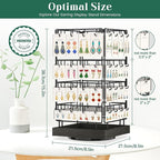 EsLuker.ly Rotating Earring Display Holder Stand for Vendors Events Selling, Large Capacity 64 Hooks Jewelry Rack with Wooden Base for Earring Card Sales, Enhances Retail Visibility