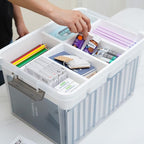 Citylife 32 QT Plastic Storage Box with Removable Tray Craft Organizers and Storage Clear Storage Container for Organizing Bead, Tool, Sewing, Playdoh