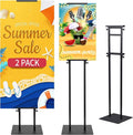 Poster Stand Heavy Duty - 2 Pack Pedestal Poster Stands for Display, Adjustable Height up to 80 Inch, Double Sided Black Floor Standing Sign Holder for Foam Board Signage