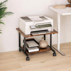 Livofloral Under Desk Printer Stand, 20.5 x 15.7 Inches Printer Table for Home Office, Printer Cart with Wheels,Small Printer Stand with Storage Shelf, Rolling Industrial Printer Stand, Rustic Brown