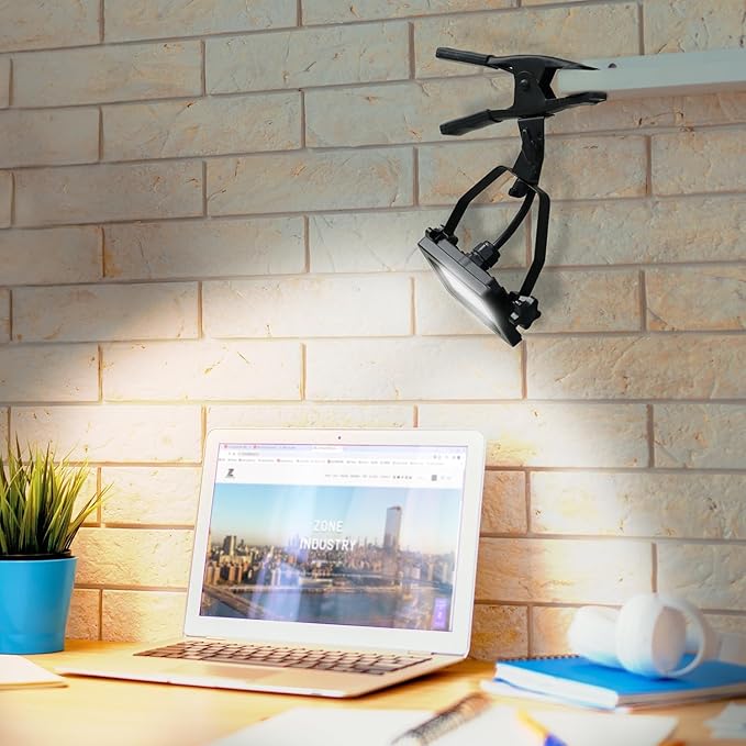 1200 Lumens Portable LED Clamp Work Light with 5ft 120V AC/60Hz Power Plug, Lightweight Design, Suitable for Wet Location, 10 Watts, 5000K Daylight, ETL Certified, 4pack